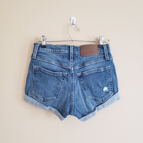 J. Crew Mercantile Light Wash Blue Denim Cuffed Shorts - Picture 2 of 5